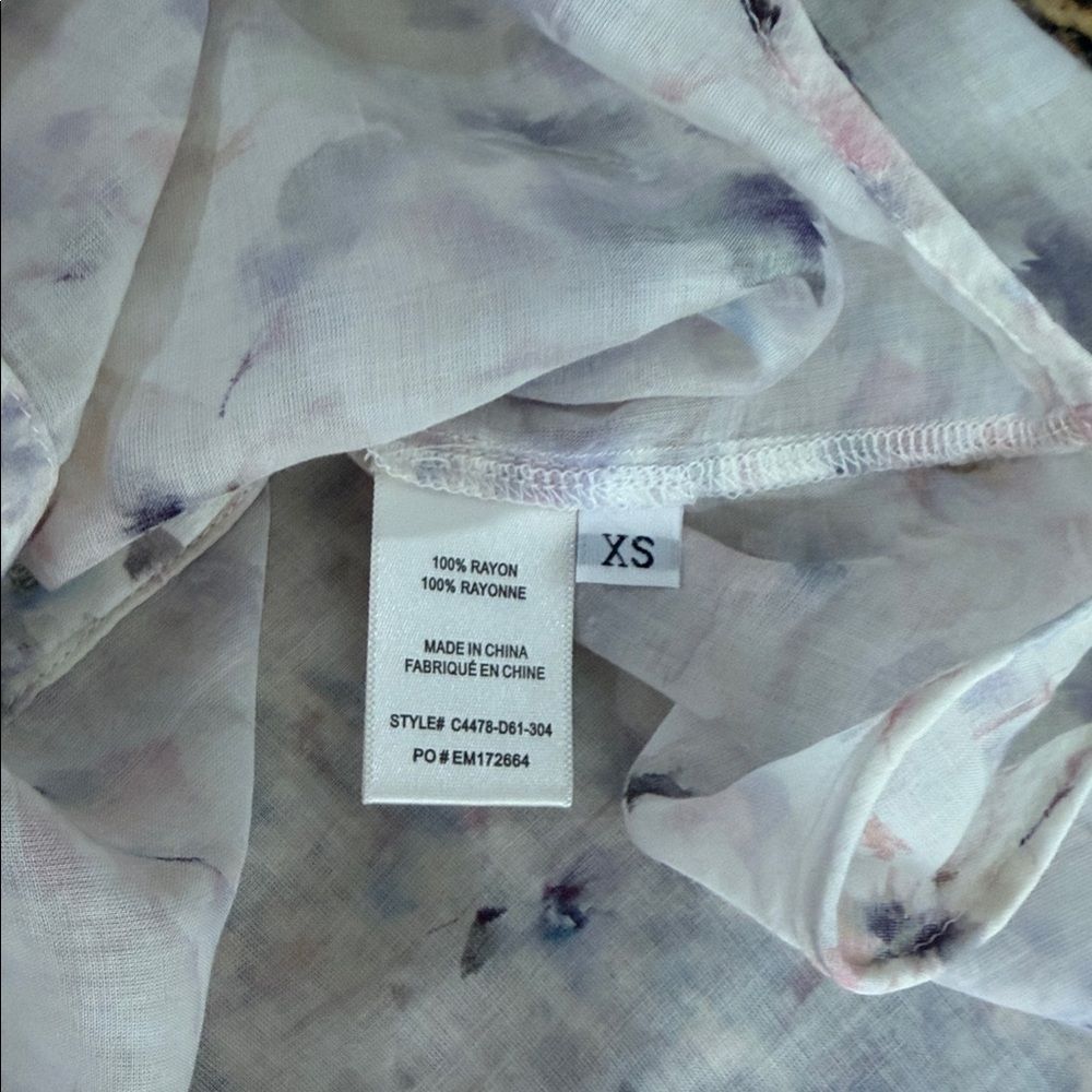 Cloth & Stone XS Watercolor Floral Sheer Button Front Pocket Blouse - Picture 7 of 11